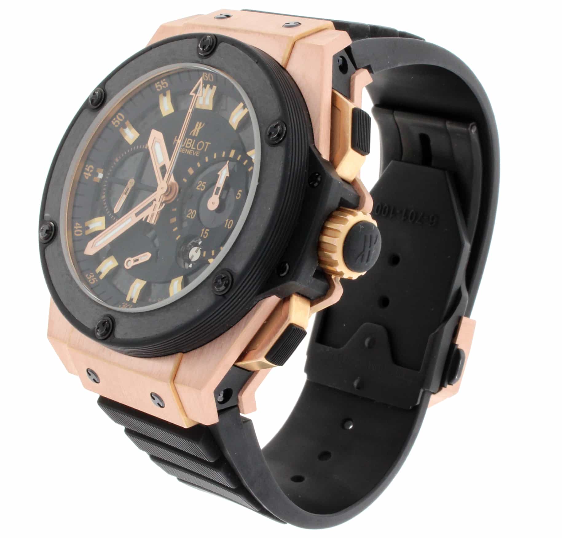 Hublot Big Bang King Power Split Second Black Guilloche Dial 18K Rose