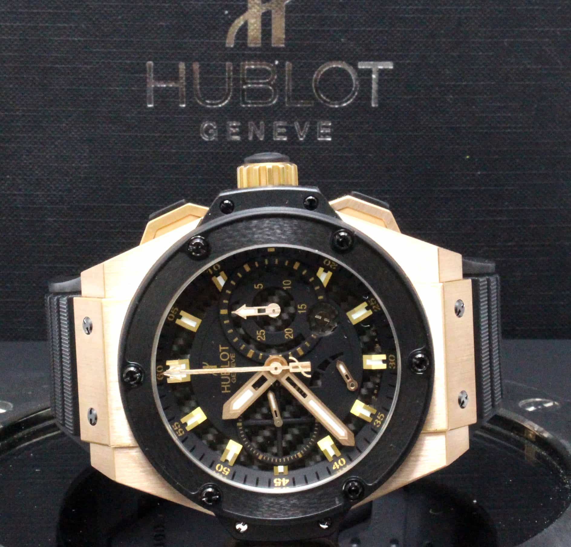 Hublot Big Bang King Power Split Second Black Guilloche Dial 18K Rose