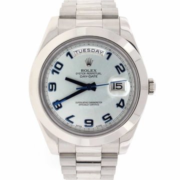 Rolex President Day-Date II Original Ice Blue Arabic Dial Platinum 41MM Automatic Mens Watch 218206