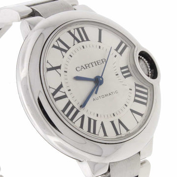 Cartier Ballon Bleu Silver Roman Dial 33MM Stainless Steel Ladies Watch W6920071