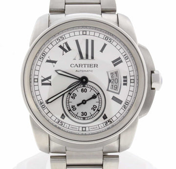 Cartier Calibre 42MM Silver Roman Dial Stainless Steel Watch W7100015