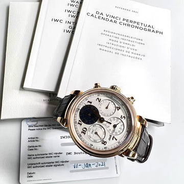 IWC Da Vinci Perpetual Calendar Chronograph 43mm Rose Gold Watch IW392101 Papers 2021