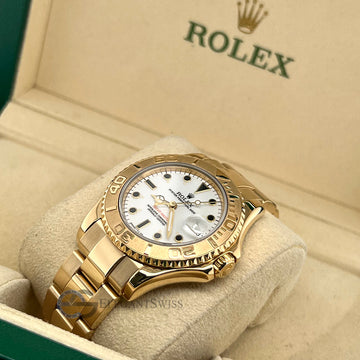 Rolex Yacht-Master Midsize 35mm White Dial Yellow Gold Watch 68628