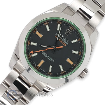 Rolex Milgauss 40MM 116400GV Green Crystal Black Dial Steel Watch Box Papers