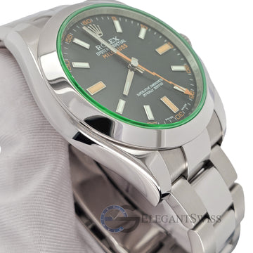 Rolex Milgauss 40MM 116400GV Green Crystal Black Stick Dial Steel Watch