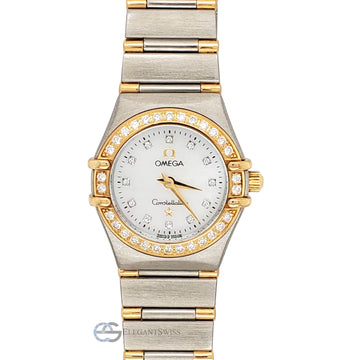 Omega Constellation Mini 23mm 2-Tone Factory Diamond Bezel Watch 1367.75.00