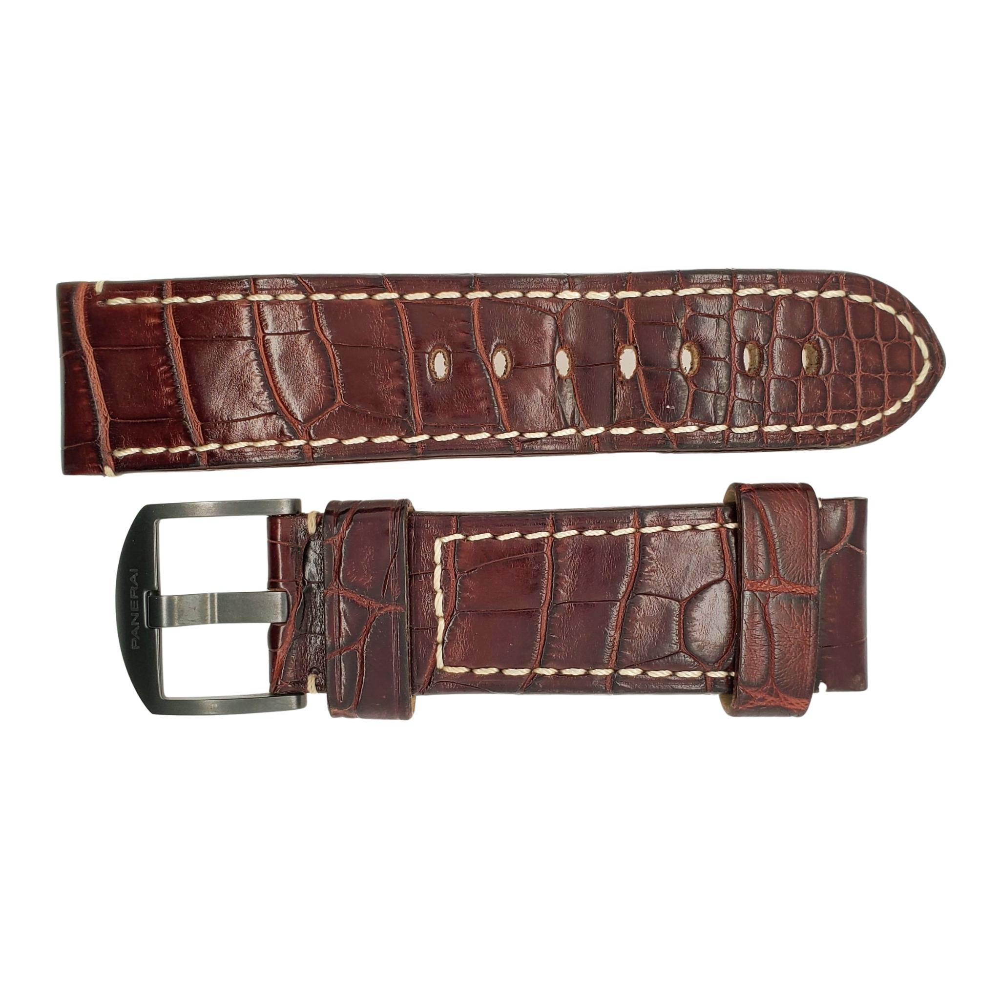 Panerai Alligator Dark Brown Strap With Folding Buckle