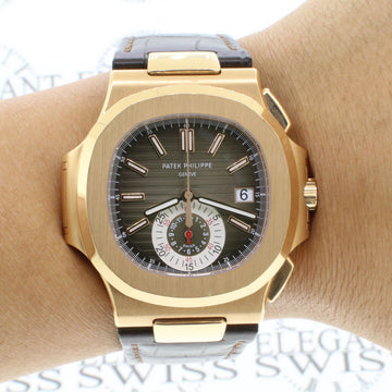 Patek Philippe Nautilus Chronograph Rose Gold Watch 5980R Box Papers