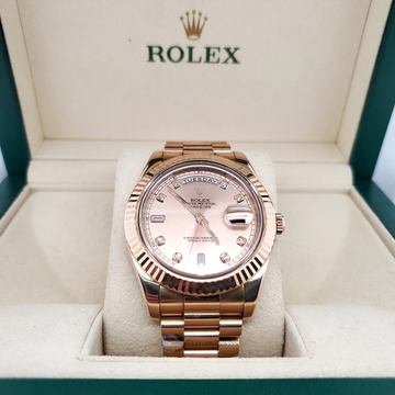 Rolex President Day-Date II 41mm Factory Rose Pink Diamond Dial Watch Box Papers 218235