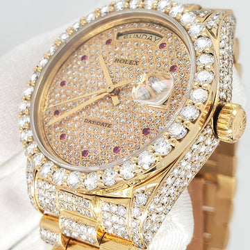 Rolex President Day-Date 18038 Full Pave Diamond Dial/Bezel/Case/Bracelet 36mm Yellow Gold Watch