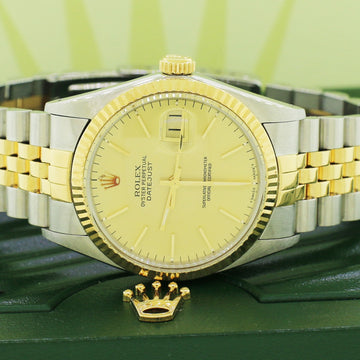 Rolex Datejust 2-Tone Champagne Dial 36mm Jubilee Watch 16013