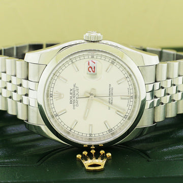 Rolex Datejust Silver Index Dial 36mm Steel Jubilee Watch 116200 Box Papers