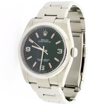 Rolex Oyster Perpetual Black Dial 36mm Steel Mens Oyster Watch 116000 Box Papers