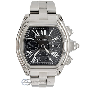 Cartier Roadster Chronograph XL 43mm Black Roman Dial Steel Watch W62020X6