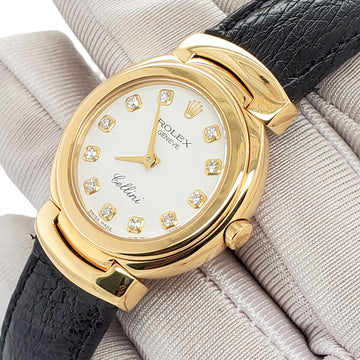 Rolex Cellini 26mm 6621/8 Factory White Diamond Dial 18k Yellow Gold Ladies Watch Box Papers