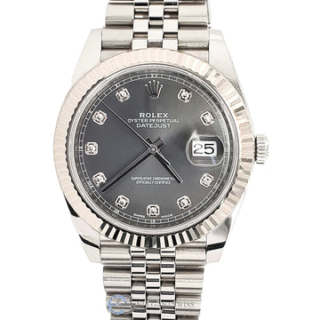 Rolex Datejust 41 - Fluted Bezel - Dark Rhodium Diamond Dial - Jubilee Bracelet - 126334 dkrdj