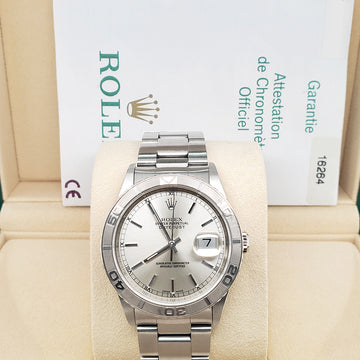 Rolex Datejust Thunderbird Turnograph 36mm Sliver Dial Stainless Steel Watch 16264 Box Papers