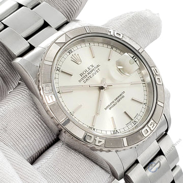 Rolex Datejust Thunderbird Turnograph 36mm Sliver Dial Stainless Steel Watch 16264 Box Papers