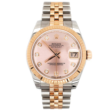 Rolex Datejust 31MM 2-Tone Rose Gold/Stainless Steel Factory Diamond Dial Jubilee Watch Box Papers 178271