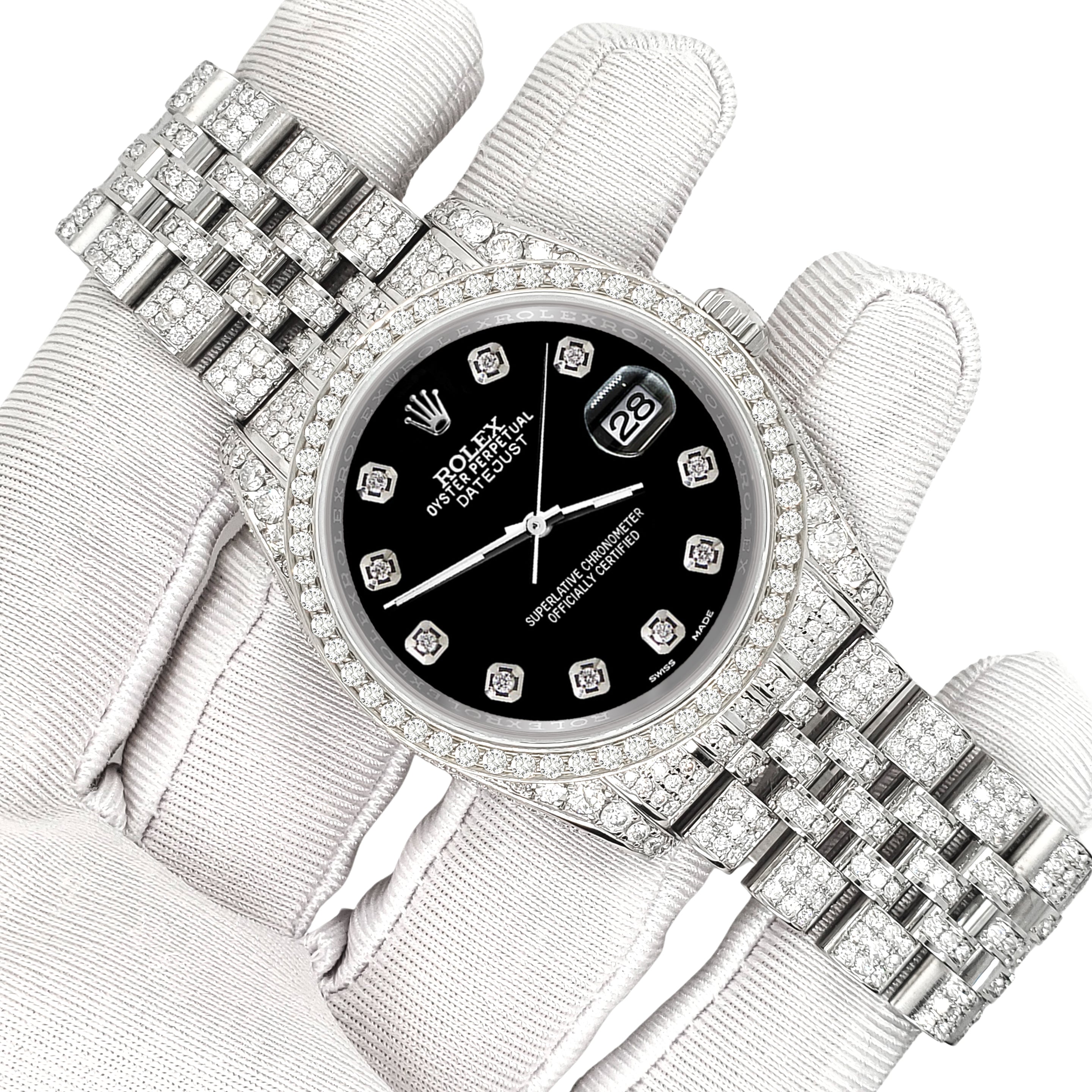 Rolex black face clearance diamonds