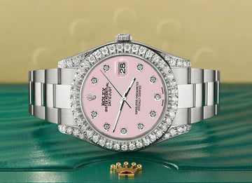 Rolex Datejust 41 126300 4.4CT Diamond Bezel/Lugs/Orchid Pink Dial Steel Watch Box Papers