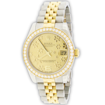 Rolex Datejust Midsize Floral Dial w/ Factory Diamond Bezel 31mm 178383 $16,250