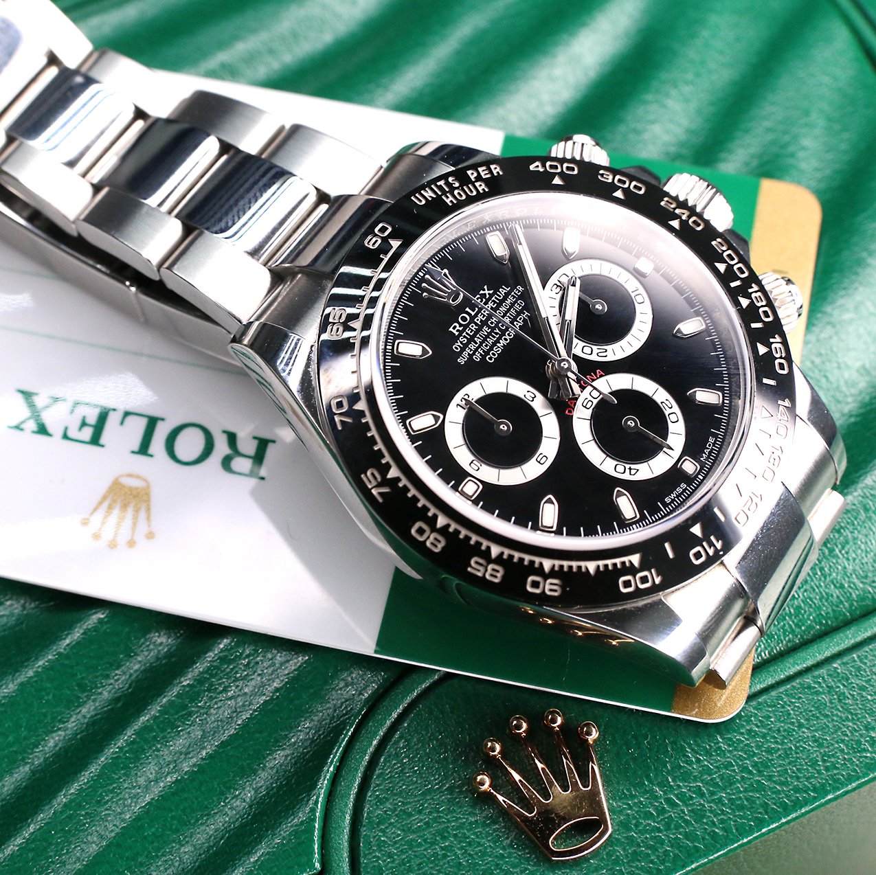 Rolex Steel Cosmograph Daytona 40mm Watch Black Index Dial 116500LN bk