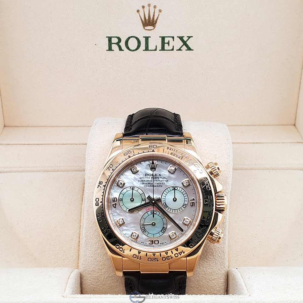 Rolex Daytona Factory White MOP Diamond Dial 40mm Yellow Gold 116518 B