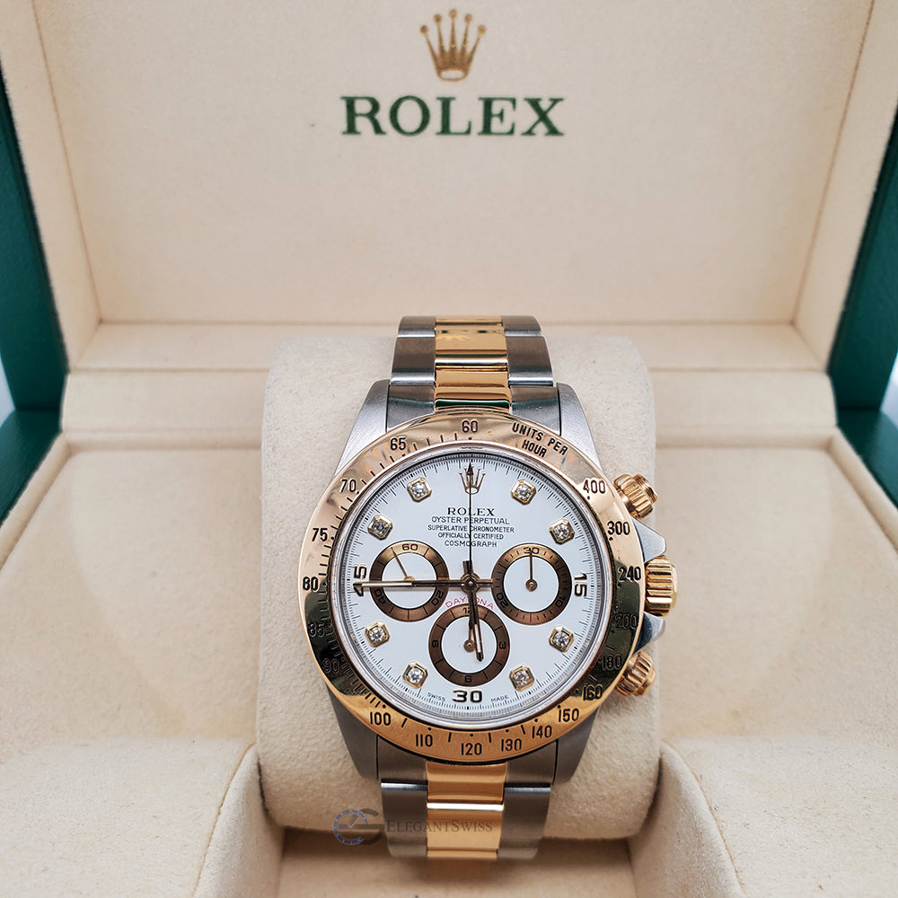 Rolex Cosmograph Daytona 40mm 2 Tone White Diamond Dial Oyster Watch 1