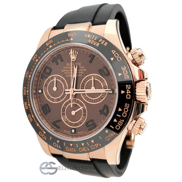 Rolex Cosmograph Daytona 40mm Chocolate Arabic Dial - Black Oysterflex Strap - Everose Gold Watch 116515LN Box Papers