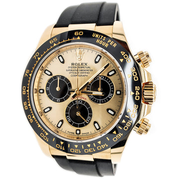 Rolex Cosmograph Daytona 40mm Yellow Gold Oysterflex Champagne Dial 116518LN Watch Box Papers