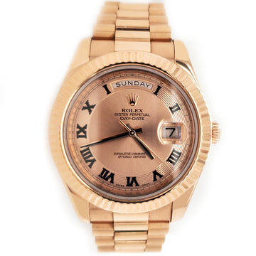 Rolex President Day-Date II 41MM Rose Gold Watch 218235 Box Papers
