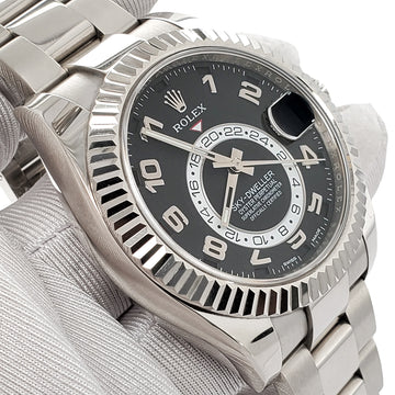 Rolex Sky-Dweller 18K White Gold 42mm Black Arabic Dial Oyster Watch 326939 Box Papers
