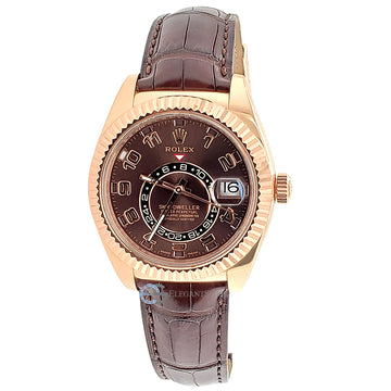 Rolex Sky-Dweller 42mm Everose Gold Watch - Chocolate Arabic Dial - 326135