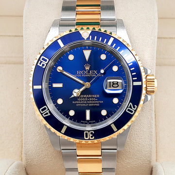 Rolex Submariner Date 16613 40mm Blue Dial Yellow Gold/Steel Watch Box Papers