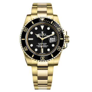 Rolex Submariner 40mm Yellow Gold Black Dial Ceramic Bezel Watch 116618LN Box Papers