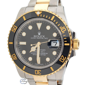 Rolex Submariner 40mm Two-Tone Yellow Gold/Steel Black Dial Watch 116613LN Box Papers