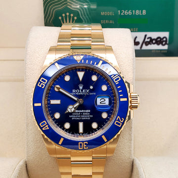 Rolex Submariner Date 41mm 126618LB 18K Yellow Gold Blue Dial Watch 2022 Box Papers