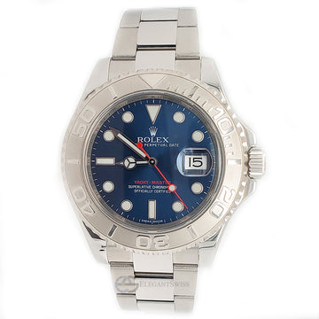 Rolex Yacht-Master 40mm Blue Dial/Platinum Bezel/Steel Oyster Watch 116622 Box Papers