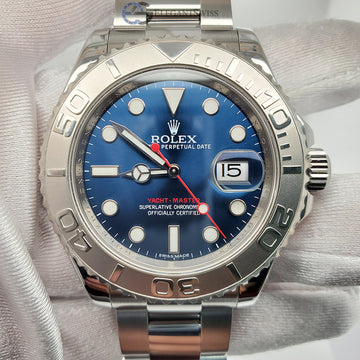 Rolex Yacht-Master 40mm Blue Dial/Platinum Bezel/Steel Oyster Watch 116622 Box Papers