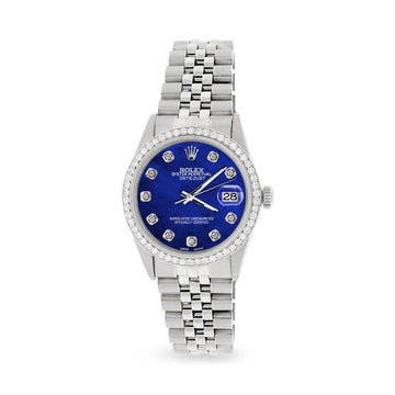 Rolex Datejust Steel 36mm Jubilee Watch/1.1CT Diamond Blue Pearl Dial