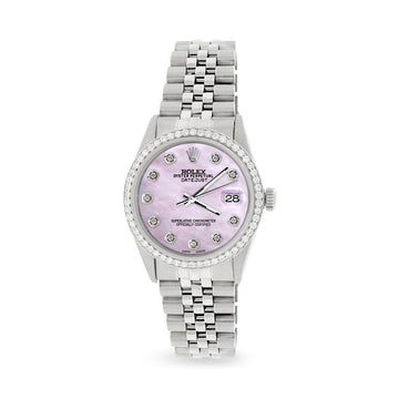 Rolex Datejust Steel 36mm Jubilee Watch/1.1CT Diamond Pink Pearl Dial