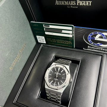 Audemars Piguet Royal Oak 41mm Black Dial Stainless Steel Watch 15400ST.OO.1220ST.01 Box Papers
