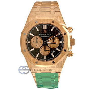 Unworn Audemars Piguet Royal Oak Chronograph 41mm Chocolate Dial Rose Gold Watch Box Papers 26331OR.OO.1220OR.02