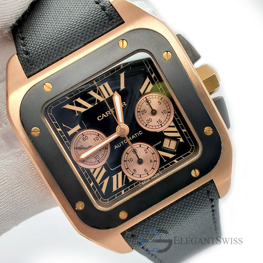 Cartier santos 100 cheap xl chronograph rose gold