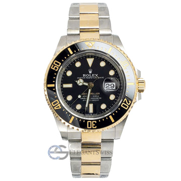 Unworn Rolex Sea-Dweller 43mm Black Dial Yellow Gold Steel Watch 126603 Box Papers