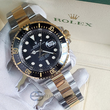 Unworn Rolex Sea-Dweller 43mm Black Dial Yellow Gold Steel Watch 126603 Box Papers