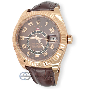 Rolex Sky-Dweller 42mm 326135 Everose Gold Chocolate Arabic Dial Watch