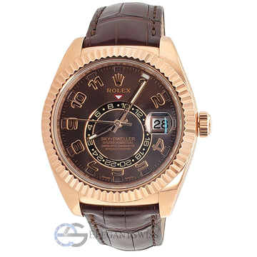 Rolex Sky-Dweller 42mm Chocolate Arabic Dial Everose Gold Watch 326135 Box Papers