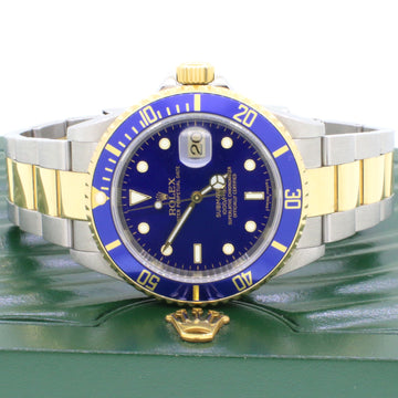 Rolex Submariner 2-Tone Blue Bezel/Dial Mens 40mm Watch 16613